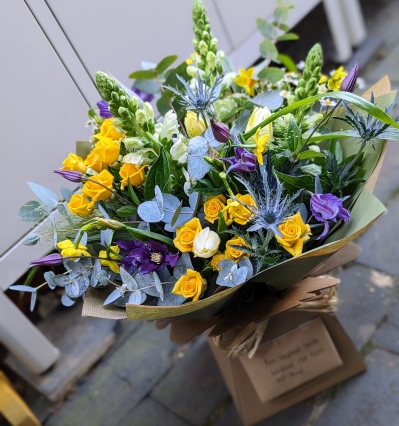 Florists Choice Purple Yellow and White