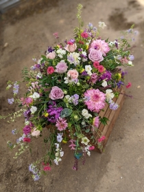 Garden Style Casket Spray   Pinks, lilacs and blues