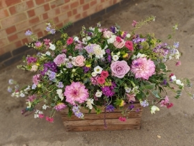Garden Style Casket Spray   Pinks, lilacs and blues