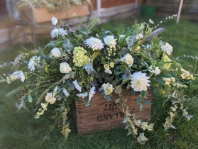 Garden Style Casket Spray   Whites and Greens