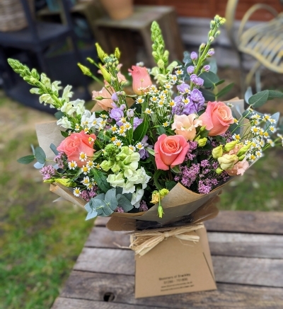 Florists Choice Peach and Lilacs